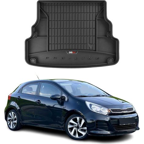 Tapis de Coffre 3D TPE Premium Compatible avec KIA Rio III Sedan 2011-2017 - Bac de Protection de Coffre Intérieur antidérapant Revêtement de Coffre Bords Hauts pour Voiture Noir (1/5)