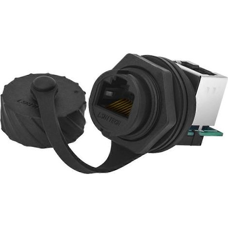 Connecteur Ethernet RJ45 Cat5e mâle vers femelle étanche, montage sur panneau - angle de 90° (1/4)