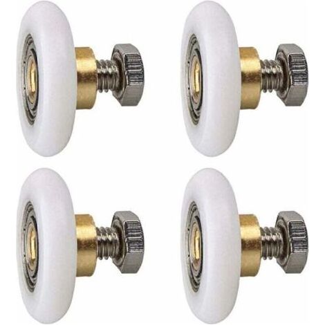 Rouleau de porte de douche, Rouleau Roulette Roue pour Porte de Douche Roulettes Coulissantes Porte Roue de Remplacement pour Rouleau 4 pièces (20MM) (1/4)