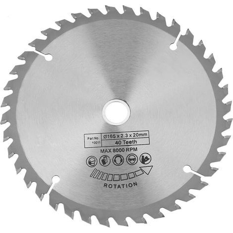 Lame de Scie, 40 dents 165 x 20 mm Lame de Scie Circulaire de Diamant Disque de Coupe pour les Outils Rotatifs et la Coupe de Bois (1/5)