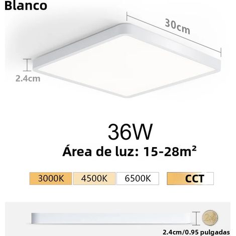 (Lumière blanche naturelle 36 W) Plafonnier LED ultra-fin de 2,4 cm avec motif imitation bois (1/5)