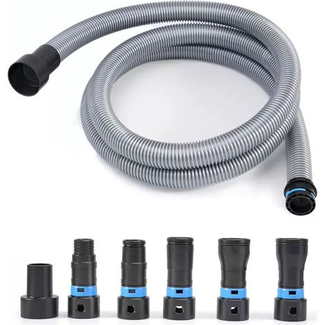 Staubabsaugschlauch-Set, 1-1/4 Zoll x 10 Fuß Staubsaugerschlauch mit 6 Adaptern für Elektrowerkzeuge und Schleifmaschinen