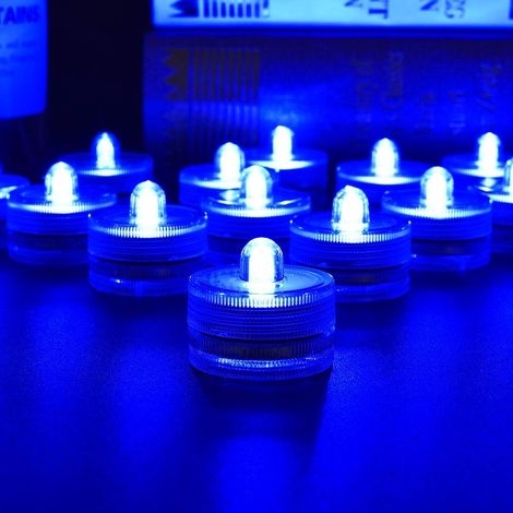 36er-Packung blaue, wasserdichte, runde Mini-LED-Teelichter für die Unterwasserbeleuchtung, geeignet für Hochzeiten, Partys, Vasen, Feste und Valentinstagsdekoration