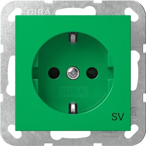 Gira SCHUKO-Steckd. SP SV System 55 Grün [4453107], 4453 107