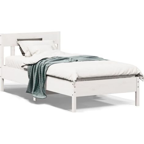 Massivholzbett ohne Matratze Weiß 75x190 cm Kiefernholz