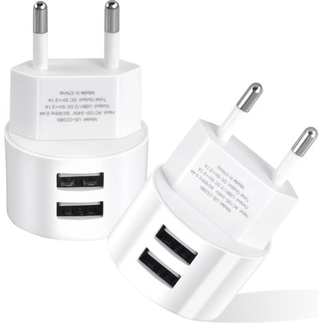 2 Pack Chargeur USB Chargeur Secteur Prise Multiple USB 2-Ports Universel Mural (5V 2.1A Max) Adaptateur pour 14 13 12 11 Pro Max XS XR X 8 7 6 6S Plus SE 5 5S et Smartphones (1/5)