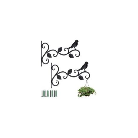 2pcs Supports de Panier à Suspendre, Crochet Mural pour Plantes, Crochet Rétro de Jardin, Supports Décoratifs avec Vis pour Pot de fleurs, Lanterne, Mangeoire à Oiseaux et Carillon à Vent (1/5)