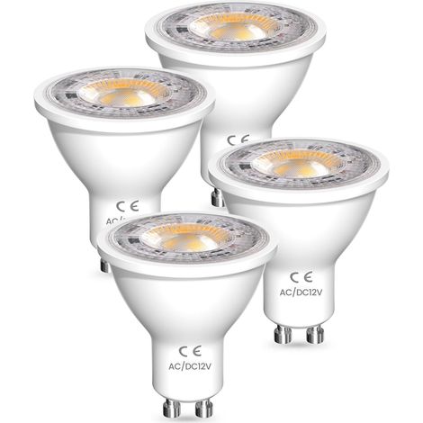 AC/DC 12V Ampoules LED GU10 7W, MR16 Ampoule Spot LED 3000K Blanc Chaud 7W 650LM Equivalent Ampoule Halogène 65W Non-Dimmable Lot de 4 (1/5)