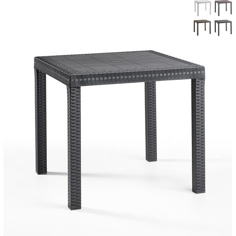 Idroweb – Table de jardin carrée 80x80cm en polypropylène tressé – Résistante aux intempéries et aux UV – Pour 2-4 personnes – Design moderne