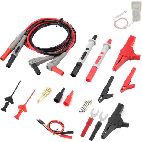 Fils de Test multimètre numérique électronique P1300D, avec pinces Crocodile, jeu d'embouts de sonde remplaçables, multimètre (1/5)