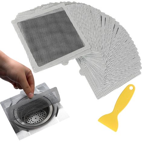 40 pcs Attrape Cheveux Douche Autocollant Jetable, 15 cm x 15cm, Filtre Cheveux Douche Adhésif Flexible pour Caniveau de Douche, Cuisine, Salle de Bain, Contre Les Bouchons de Drain (1/5)