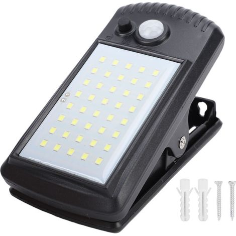 Lampe solaire à pince 3W 40 LED avec capteur de mouvement, étanche IP65, sécurité pour jardin extérieur, clôture, Garage, Camping (1/5)
