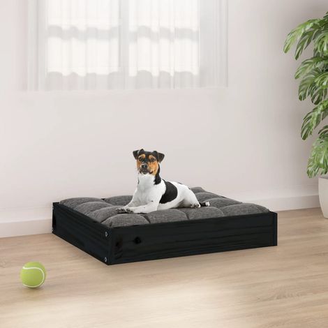 Hundebett Schwarz 51,5x44x9 cm Massivholz Kiefer (1/5)
