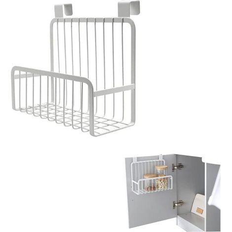 Mensola in metallo da appendere per armadi – cestello con ganci per cucina, bagno e ufficio, versatile, stabile e salvaspazio - Crezuo