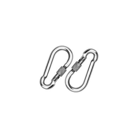 2 Stück 304 Edelstahl-Karabiner, Edelstahl-Schraubkarabiner, Edelstahl-Karabiner, zum Aufhängen von Seilen, Ketten, Gürteln, Kabeln (1/5)
