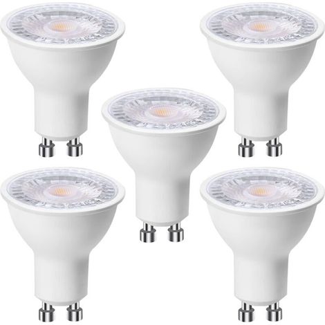 5er-Pack GU10 6W LED-Lampen (entspricht 60W), Warmweiß 3000K 500 Lumen, GU10 LED-Lampe 120° breiter Abstrahlwinkel, flimmerfreier Einbaustrahler, dimmbar [Energieklasse F]