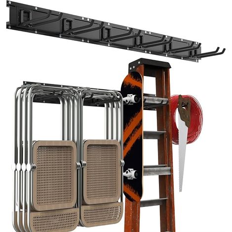 Housolution Garden Tool Organizer - Rails with Adjustable Hooks, Garage Tool Storage System, Wall Mount for