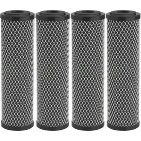 Lot de 4 filtres à eau au charbon actif de 25 cm (10 pouces) pour éliminer les sédiments, les goûts et les odeurs (voir photo). (1/5)