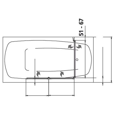 Kermi Badewannenaufsatz Vario 2000 Faltwand 3F FW3 1400x600x24mm Kerolan Perl 3mm Silber Mattglanz Anschlag links/rechts (1/5)