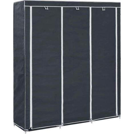 vidaXL Armoire avec compartiments et barres Noir 150x45x175 cm Tissu (1/5)