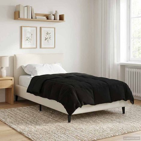 Ganzjahresbettdecke Gepolstert Schwarz 135 x 220 cm Mikrofaser
