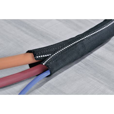 Gaine tressée HellermannTyton Twist-In-FR 50-PET-BK 170-01109 noir polyester 38 à 50 mm 15 m R025241 (1/2)