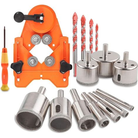 Coffret de forets diamantés kit scies cloches avec 10 6 à positionneur foret et 4 50 mm Verre Orange (1/4)