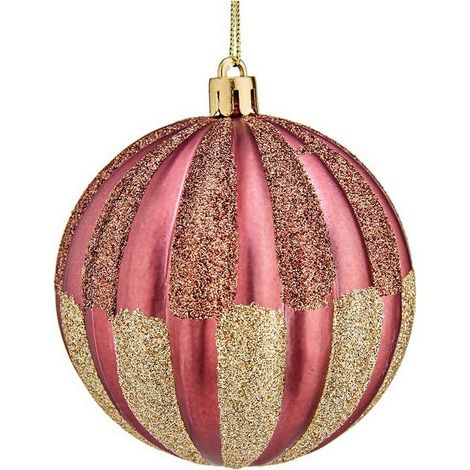 Weihnachtskugeln - KRIST+ - S3612626 - Set mit 6 Einheiten - Rosa - Kunststoff 8 cm