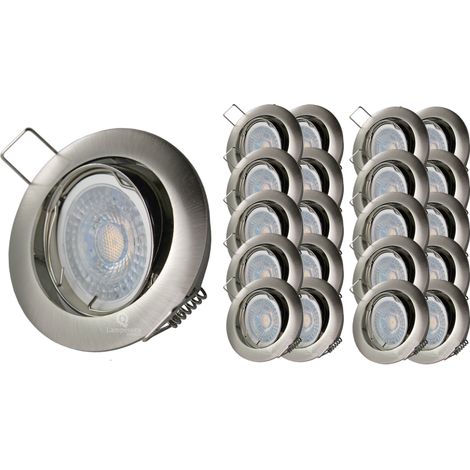 Lot de 20 Spot encastrable alu brossé orientable led 230v 7w blanc neutre 38° (1/4)