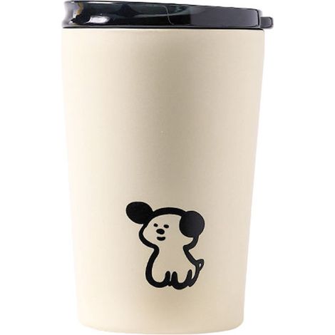 Tasse Isotherme 360ml en Acier Inoxydable Givré avec Couvercle - Motif Mignon Chiot pour Café ou Eau (1/5)