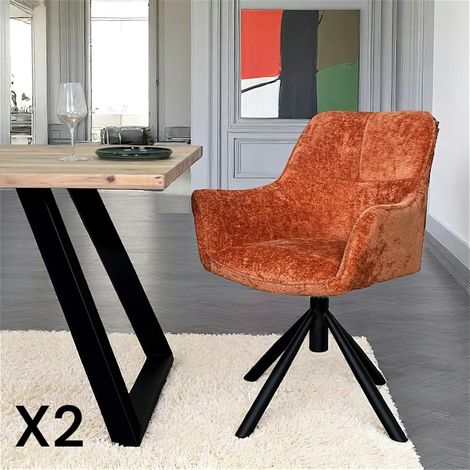 Fauteuil de table pivotant tissu terracotta (lot de 2) IENA (1/5)