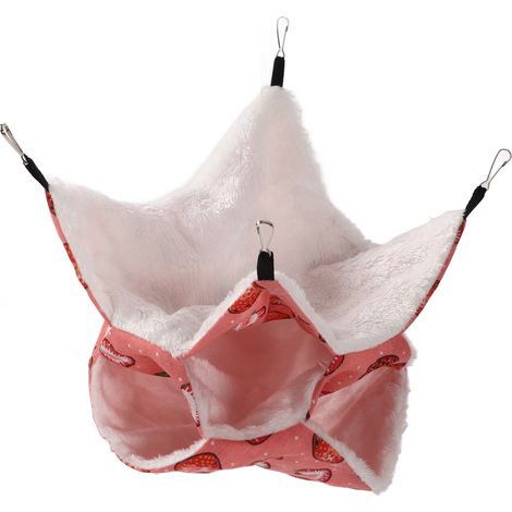 Hamac Cage pour animaux de compagnie, lit suspendu chaud à 3 couches pour Hamster avec crochets métalliques pour petits animaux (1/5)