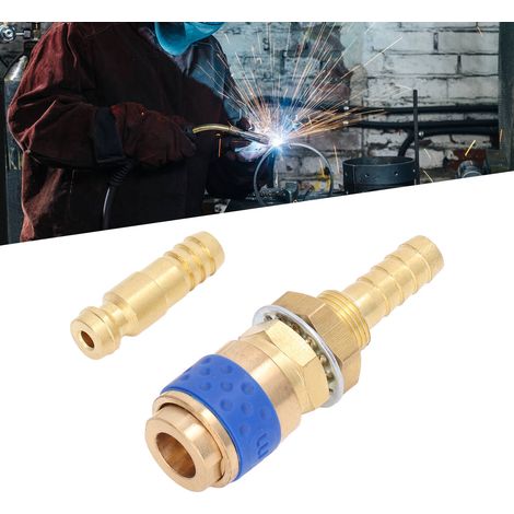 Schnellkupplungs-Set, 8-mm-WIG-Brennerschlauchadapter für MIG/WIG-Schweißbrenneranschluss (blau) (1/5)