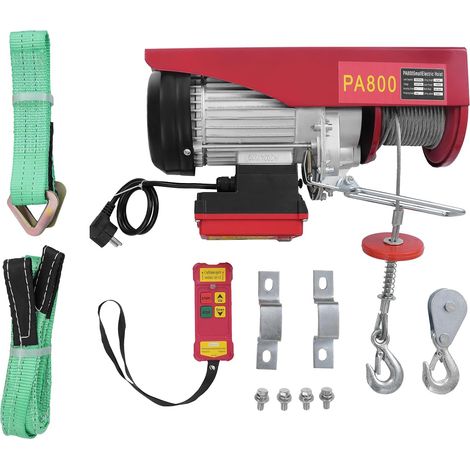 Treuil électrique 800 kg avec télécommande 80 m, câble simple/double l, fil d'acier Longueur 12 m, hauteur de levage 6 à 12 m, palan électrique 220 V (1/5)