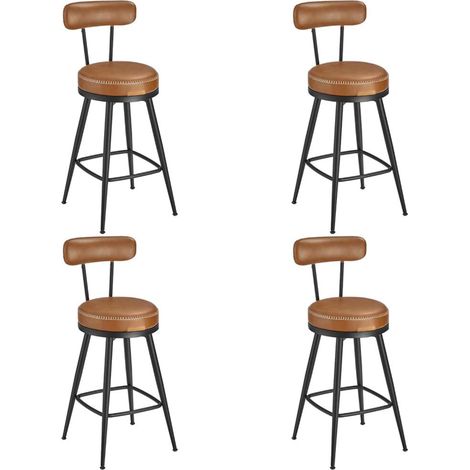 Set di 4 sgabelli da bar sedie da cucina seduta imbottita in PU design con cuciture stile moderno di metà secolo per cucina bar marrone 120005372