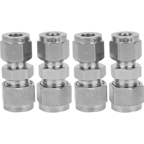 Adaptateur convertisseur à double bague de serrage en acier inoxydable, raccord de tube à compression en 4 pièces (Ф8/Ф10)