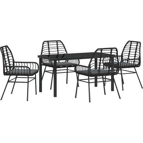 Maison Exclusive - Set da Pranzo per Giardino 5 pcs Nero polyrattan (1/5)