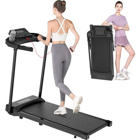 Tapis de Course Pliable - Tapis de machine électrique - 12 programmes - 1-12 km/h réglable - écran LCD - Moteur 3.0HP - Surface 102 x 40cm - MAX 120KG - App et Bluetooth - Noir