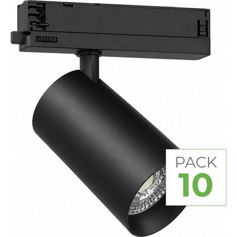 Pack 10 Spot LED sur Rail COB Triphasé 40W 36° Noir - Blanc Neutre - SILUMEN (1/5)