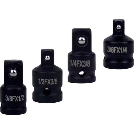 CSPARKV - Juego de adaptadores de vaso de 4 piezas, multiusos, para llave de impacto, de 1/4 a 3/8, de 3/8 a 1/4, de 3/8 a 1/2, de 1/2 a 3/8, de acero al cromo molibdeno de alta resistencia, accesorio (1/5)