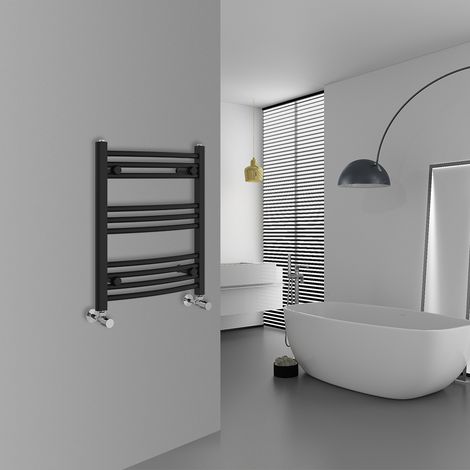 WarmeHaus Curved Black Bathroom Ladder Radiator 600x500mm (1/5)