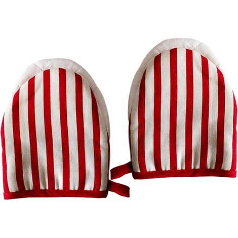 Mini maniques de cuisine, 2 maniques courtes résistantes à la chaleur, demi-maniques antidérapantes, maniques de cuisine suspendues lavables en machine pour gauchers/droitiers, bandes rouges universel (1/5)