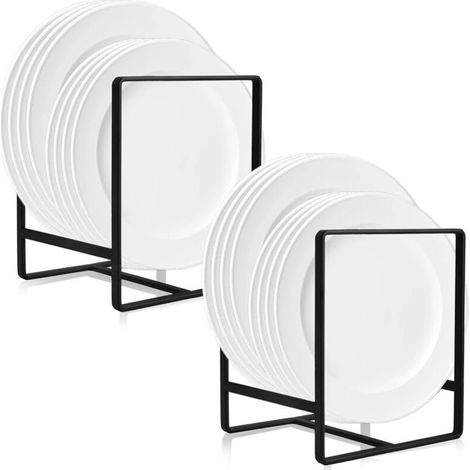 Ensemble de 2 porte-assiettes, support d'assiettes, support d'assiettes d'armoire, étanche et antirouille, aucune installation requise, idéal pour ranger les assiettes et les couverts. (1/3)
