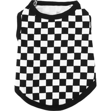 T-shirt sans manches en mosaïque pour petits cochons (motif à carreaux noir et blanc M) (1/5)