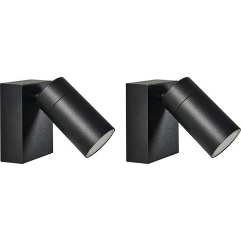 Conjunto de 2 lámparas de pared exterior focos iluminación moderna de aluminio negro Manor (1/5)
