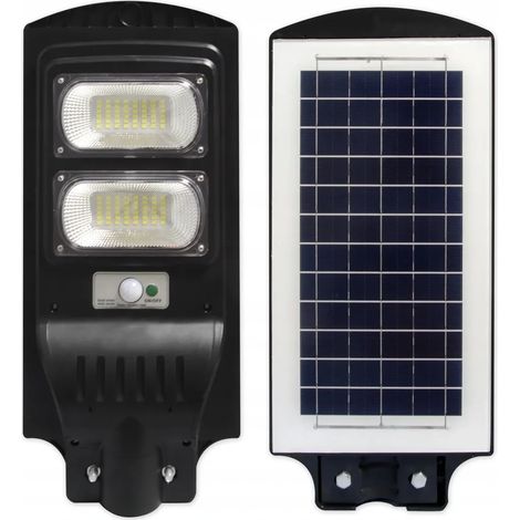 Lampada solare a LED da giardino, 2000 lumen, con sensore di movimento, colore nero, da palo. (1/3)