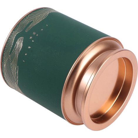 Boîte à thé ronde en fer-blanc, compatible avec les boîtes de rangement hermétiques (1 pièce), verte. (1/5)