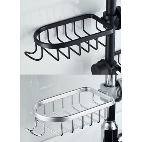 Etagère et rangement de douche-Lot de 2 Étagère Douche Sans Percage Inox, Étagère Salle de Bain Télescopique Inoxydable, Tablette Support Douche, Porte Savon Barre Douche, argenté (1/4)