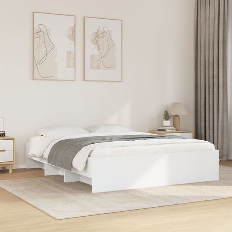 Bed Frame without Mattress White 160x200 cm Engineered Wood vidaXL (1/5)