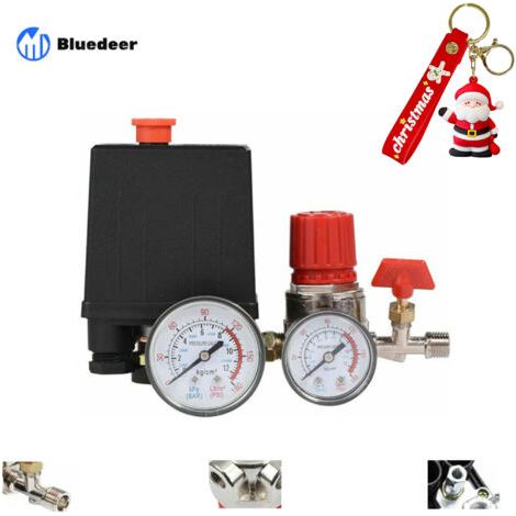 Soupape de compresseur d'air Petit régulateur de soupape de commande de pressostat de compresseur d'air avec jauges (1/3)